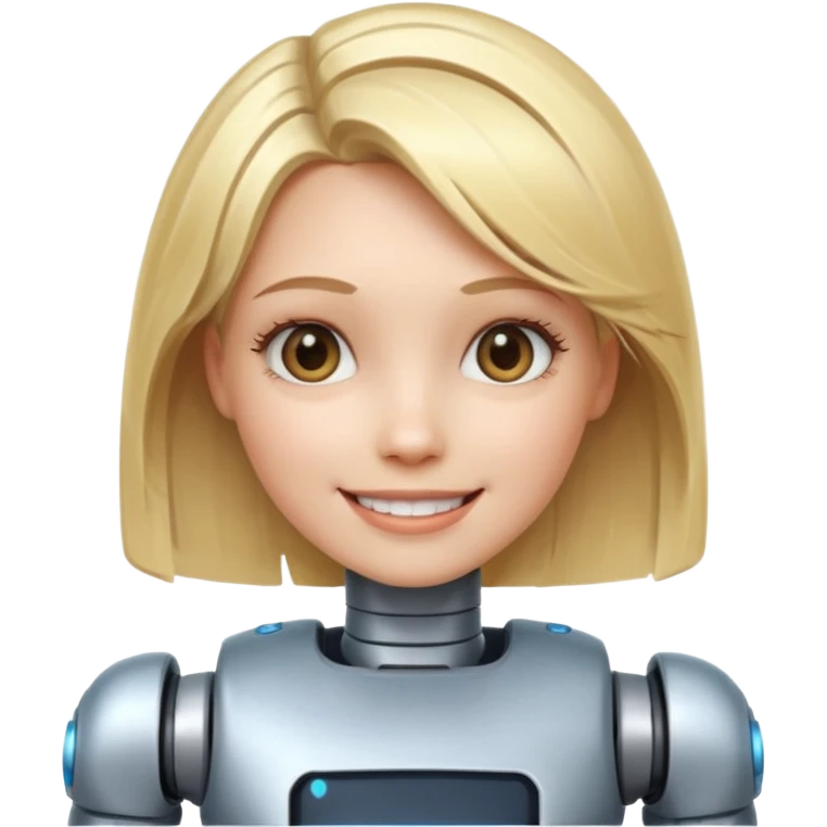 robotic smiling girl with blond hair emoji