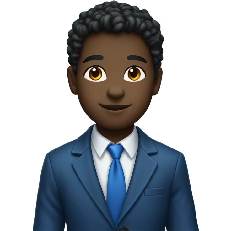 Black friendly young panther wearing a blue blazer emoji