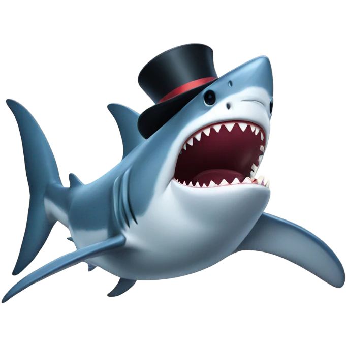 Shark with a top hat emoji