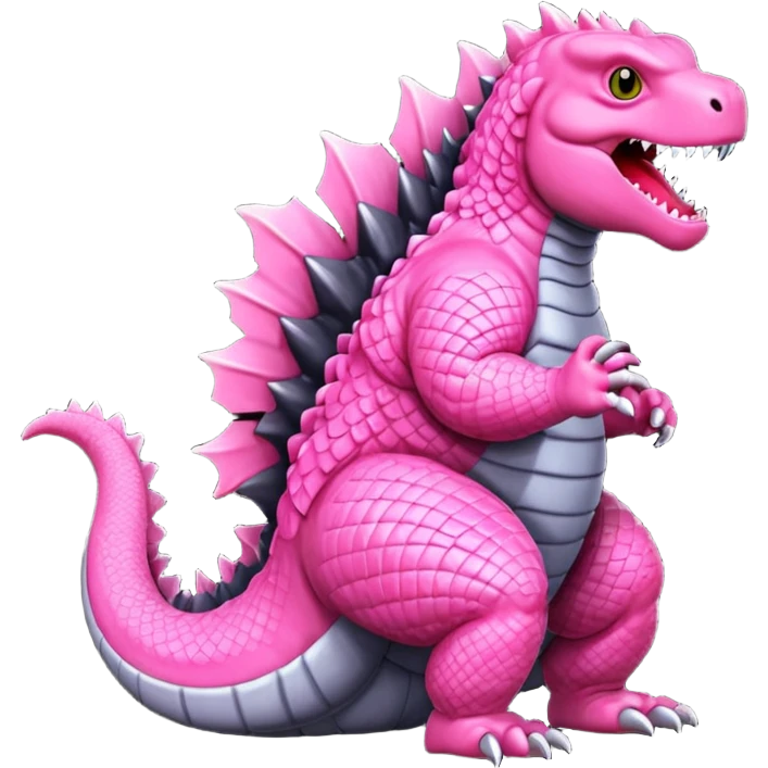 Godzilla Evolved pink plates black scales city backround emoji