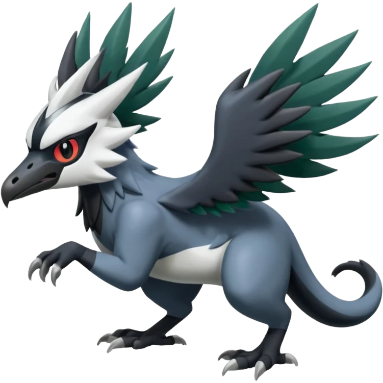 Shiny Black Grey White and Dark-Green Trico-Nargacuga-Silvally-Absol-fusion emoji
