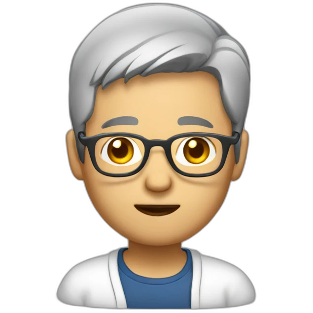 Chinese grey hair wear glasses thumb down emoji