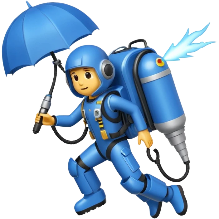 Erstelle mir einen Fallschirmspringer im emoji style mit einem Motor hinten dran  emoji