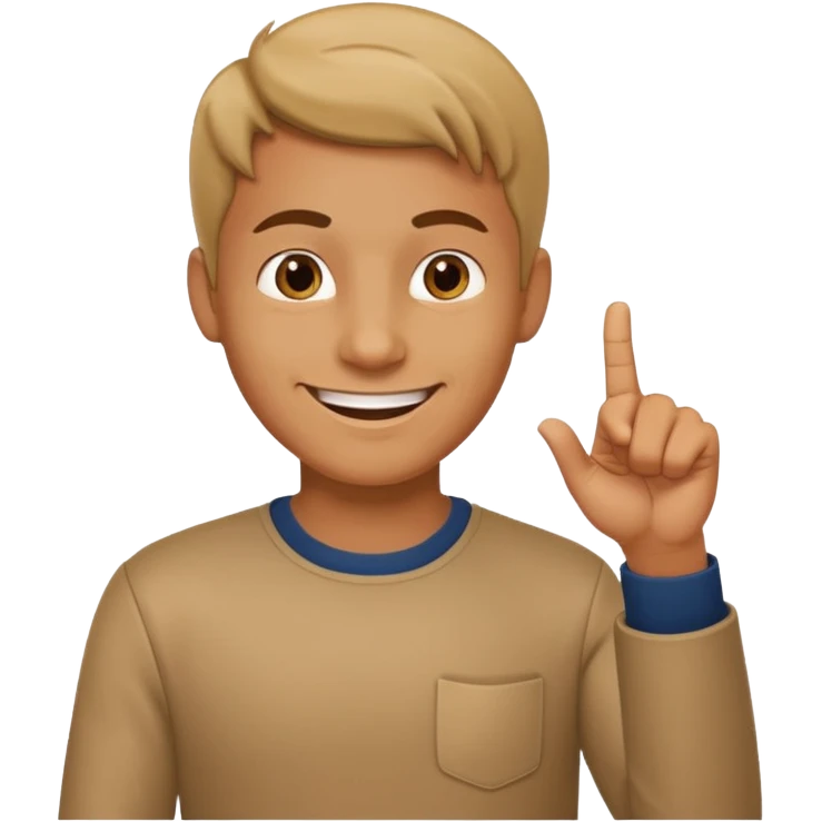 man pointing with index finger on his hand and smiling emoji