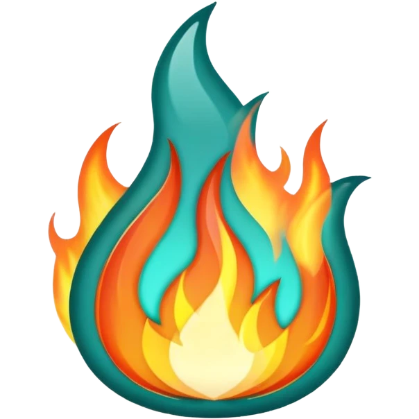 Teal flames emoji
