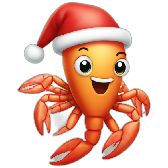 Funny shrimp dressed like santa claus emoji