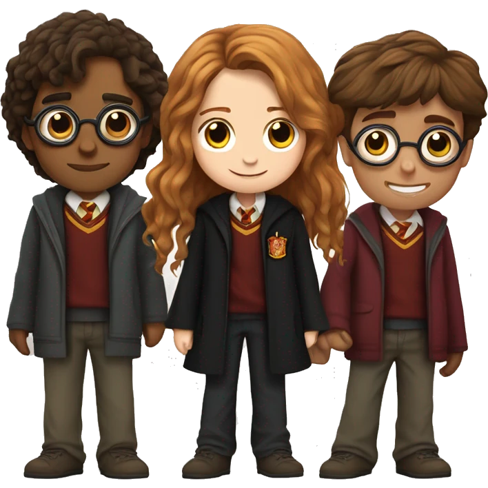 Harry Potter with Hermione Granger and Ron Weasley emoji