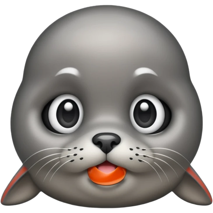 cute dump seal, tilt head emoji