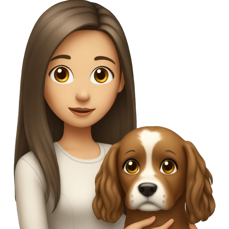 girl with long hair holding a dog emoji