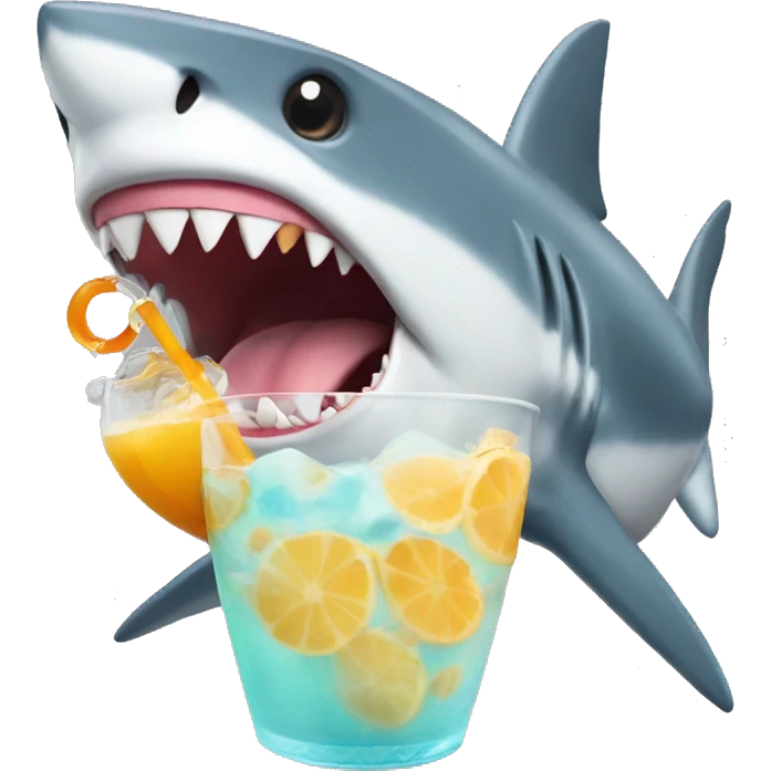 Shark drinking boba emoji