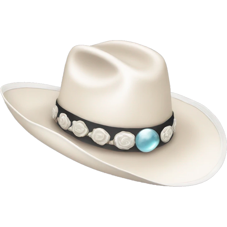 White cowgirl hat with seashell band emoji