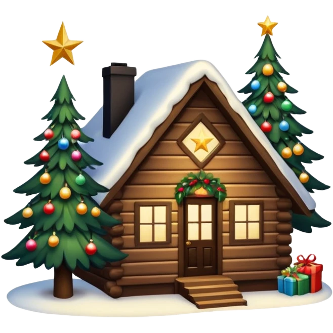 Beautiful Christian Christmas tree in a cabin emoji