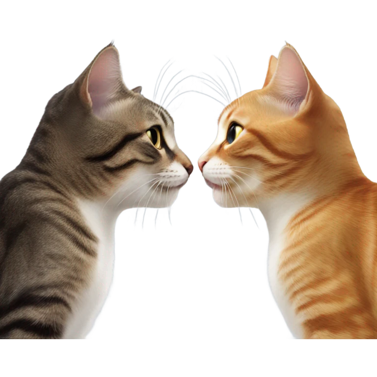 Two different cats kissing emoji