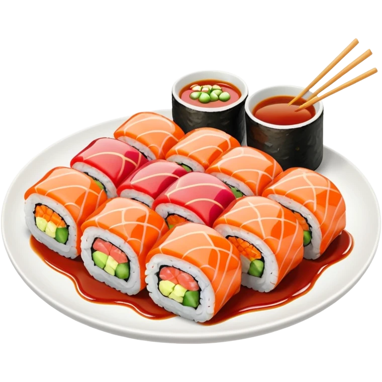 Sushi rolls with sauce restaurant style  emoji