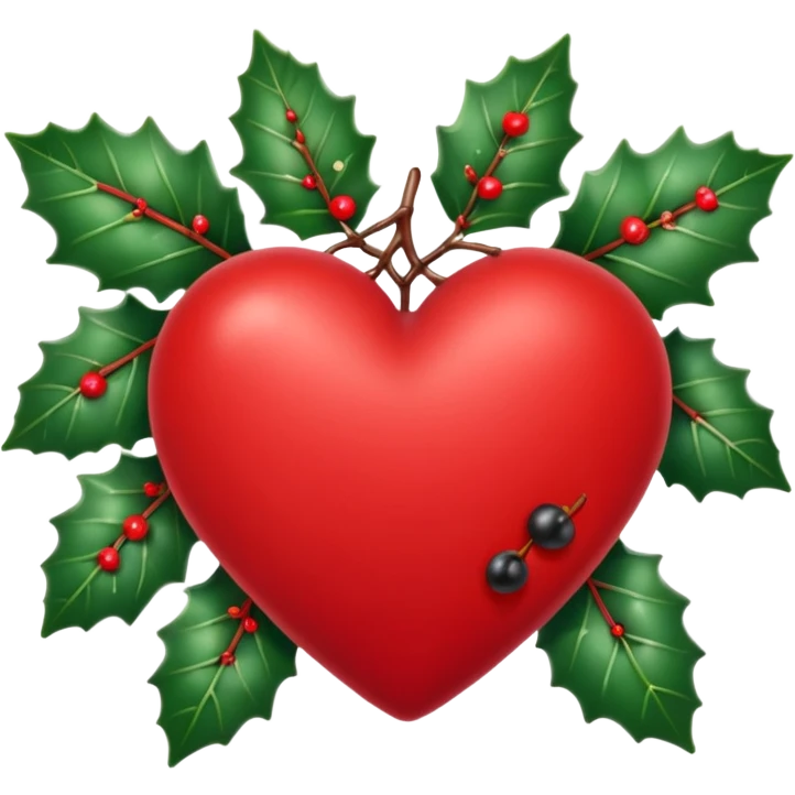 heart with winter holly berries emoji