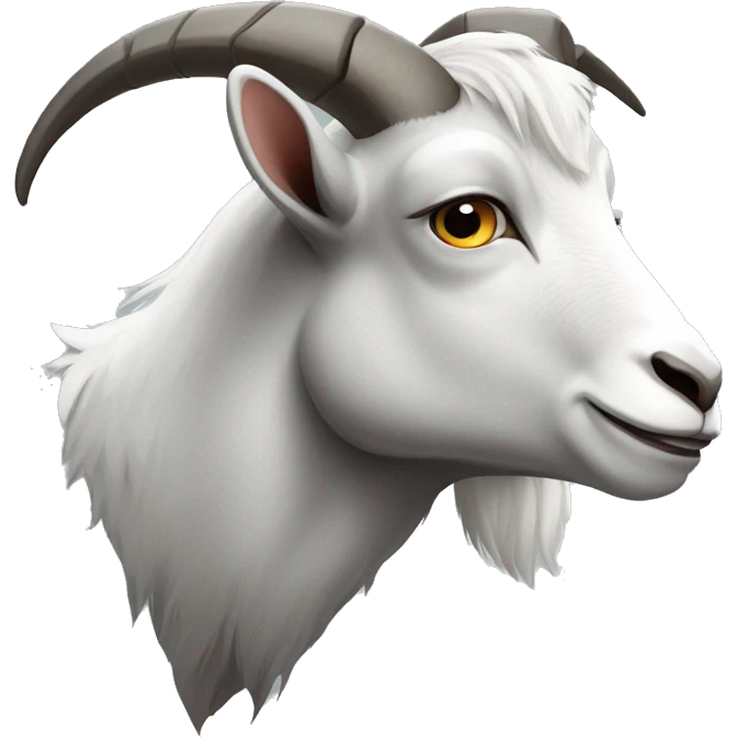 a diabolical grey and white goat emoji