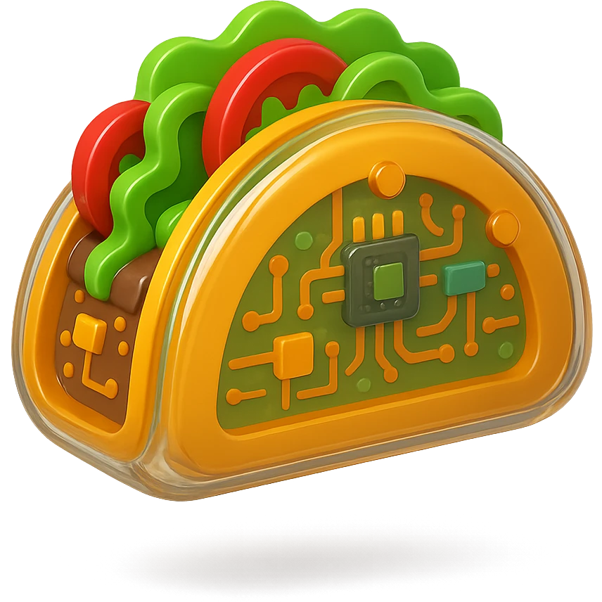 3D icon of a taco, colorful and appetizing emoji