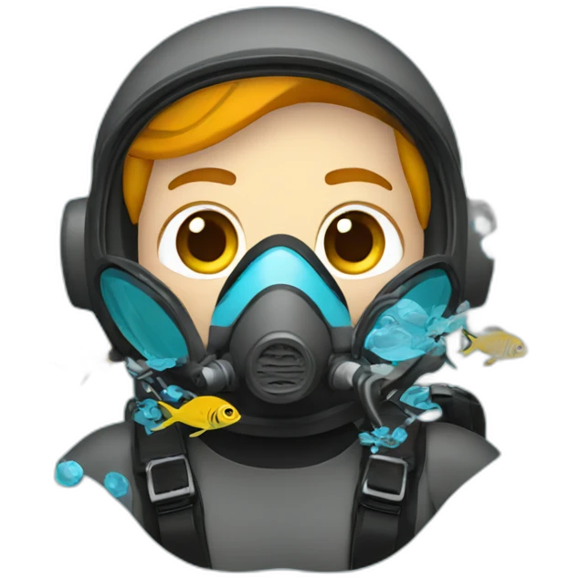 Scuba diver with fishes emoji