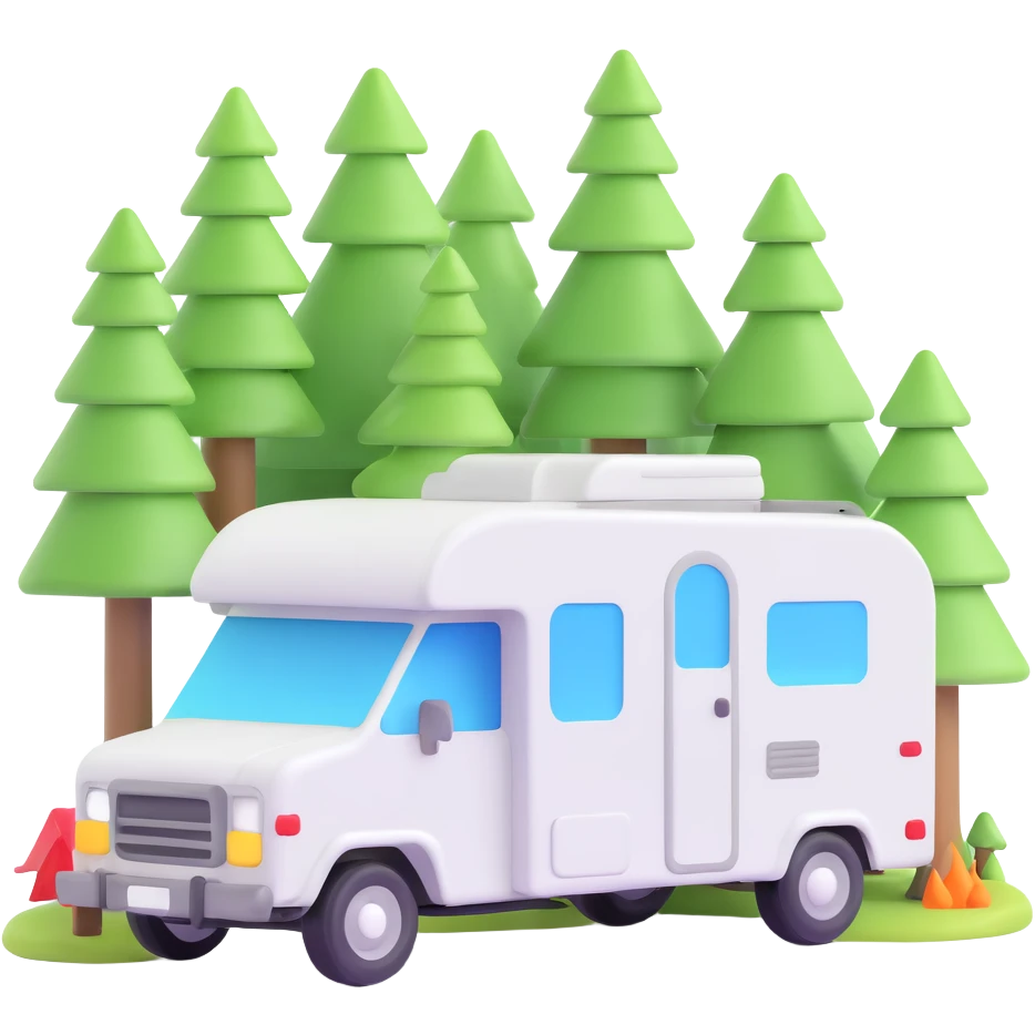 camping car parked in a forest emoji