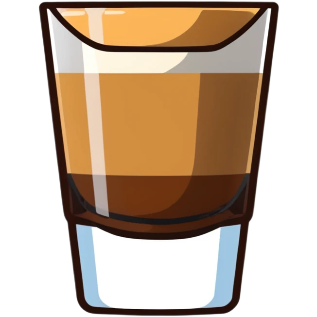 Small Gibraltar glass with cortado espresso, light brown color on top deepening to darker brown at bottom, smooth surface, no froth, clear glass showing gradient emoji
