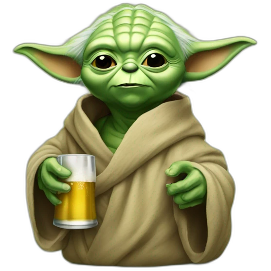 Yoda buvant une bière emoji