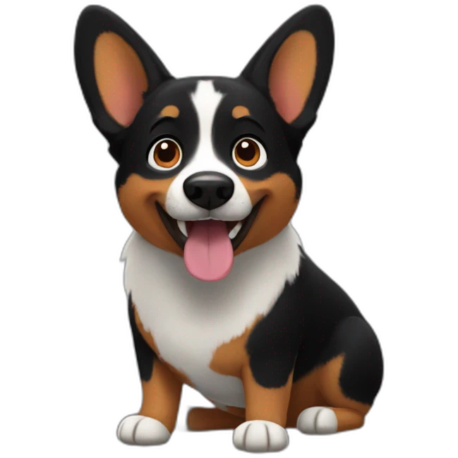 Black corgi pixar style emoji