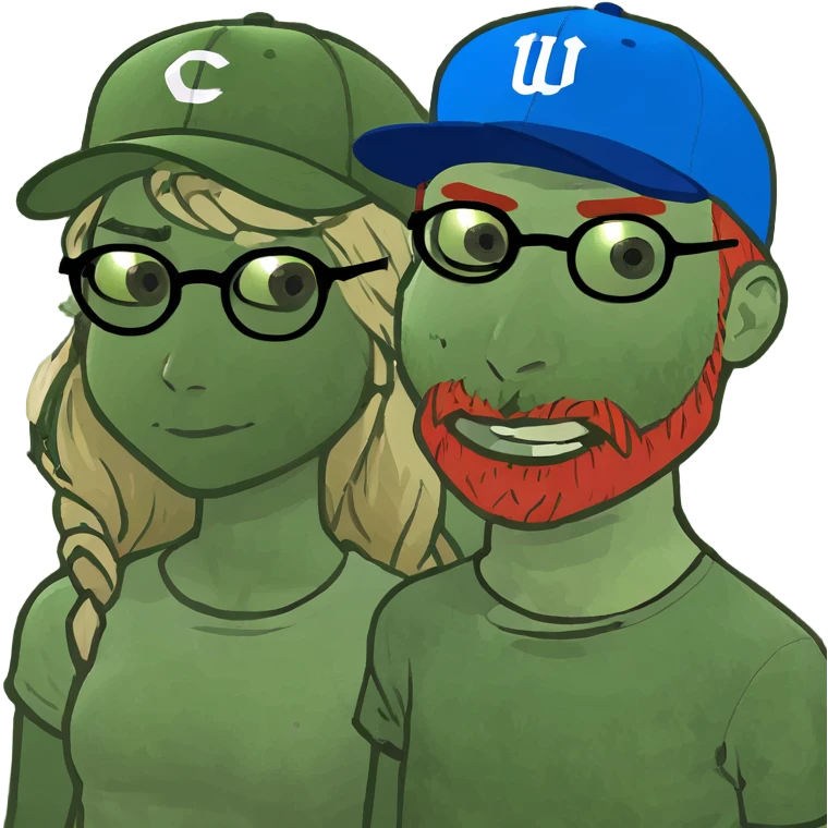 Brunette girl, with brown round glasses, and freckles and pale man with dirty blonde hair, freckles, blue eyes, and red beard. emoji