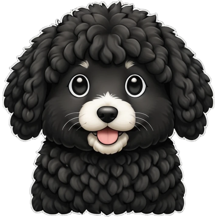 all black double doodle dog no background emoji