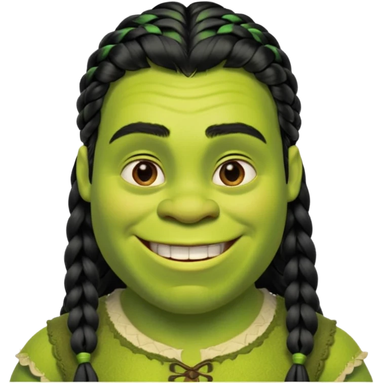 Shrek mit langen schwarzem Zopf und ponny emoji
