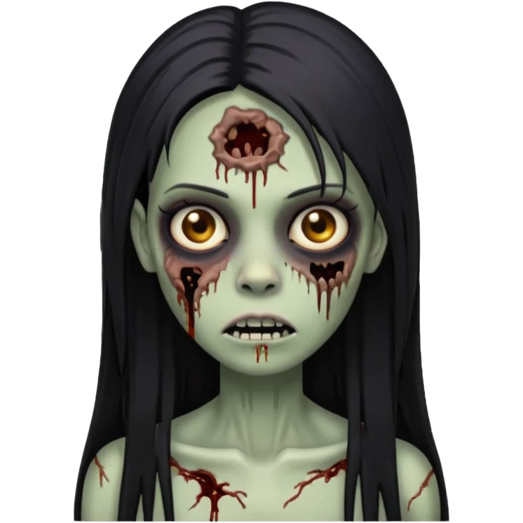 garota zumbi negra cabelo longo e liso preto emoji
