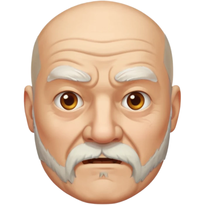 a portrait of aggressive elderly man, bald head, beard emoji
