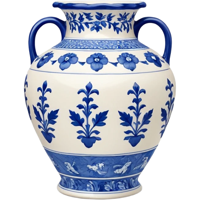 Blue and white toile pattern vase  emoji