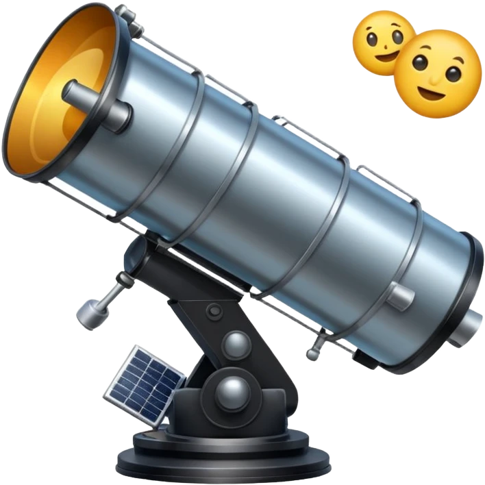 Hubble Space Telescope emoji style, realistic proportions, professional, focus on telescope body, smaller solar panels emoji