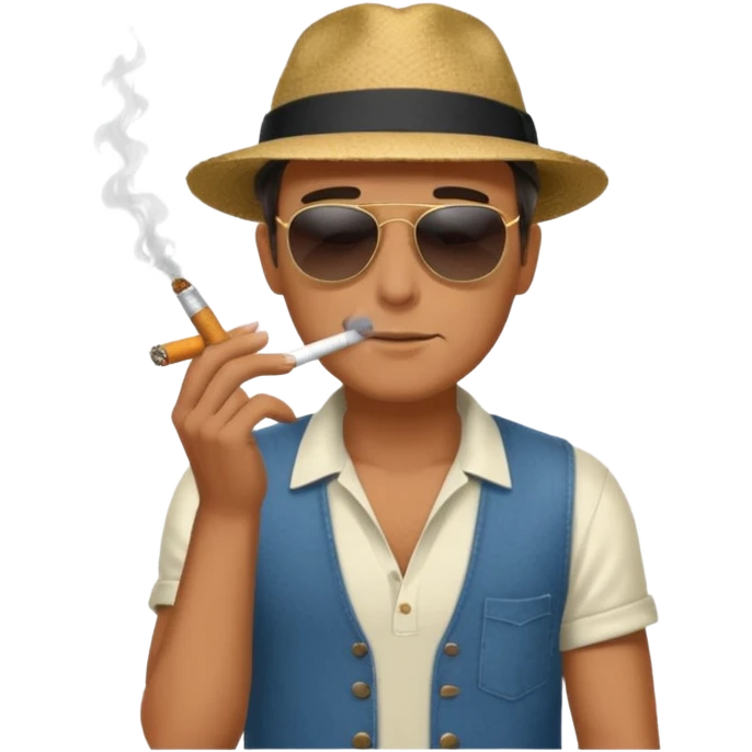 مردی در حال سیگار کشیدن و انتظار emoji