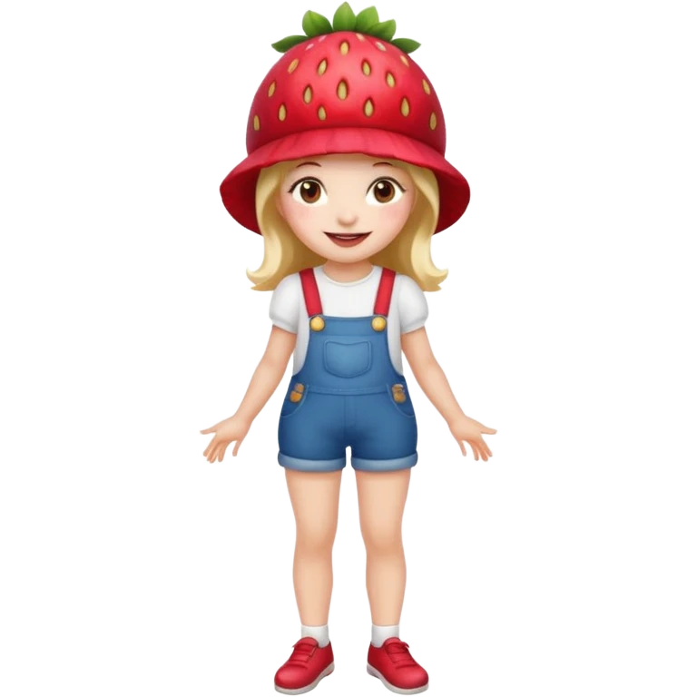 Strawberry shortcake human girl full body and legs with a strawberry hat on her hair without a cake emoji