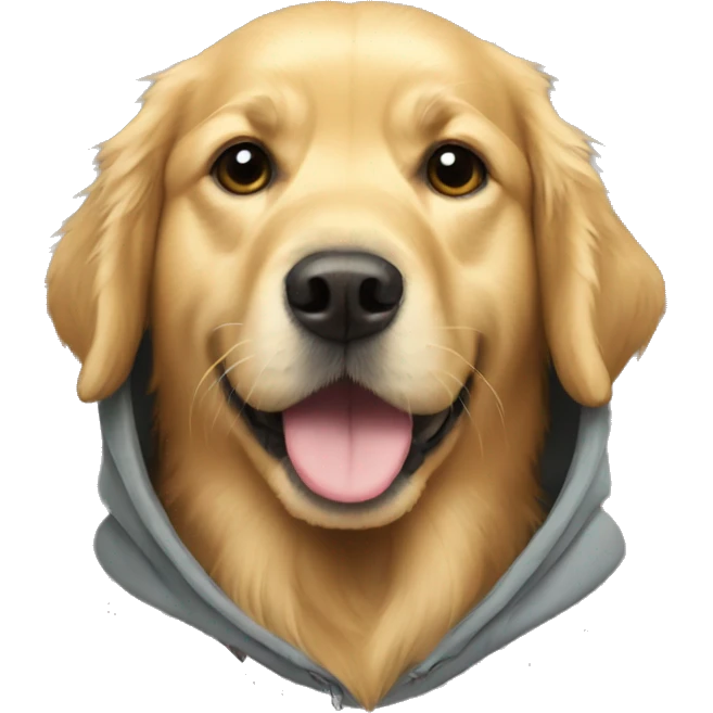 Golden retriever with a hoodie emoji