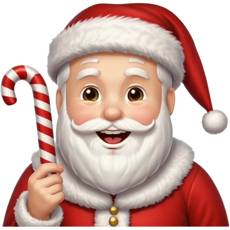 Santa Claus laughing and holding a cane. emoji