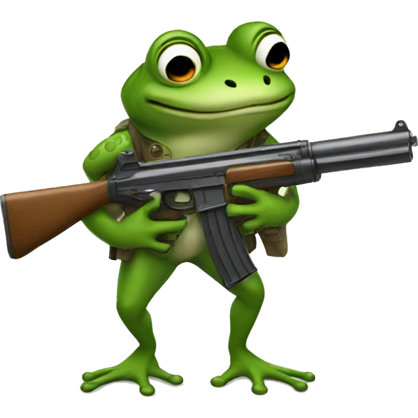 Frog holding gun emoji