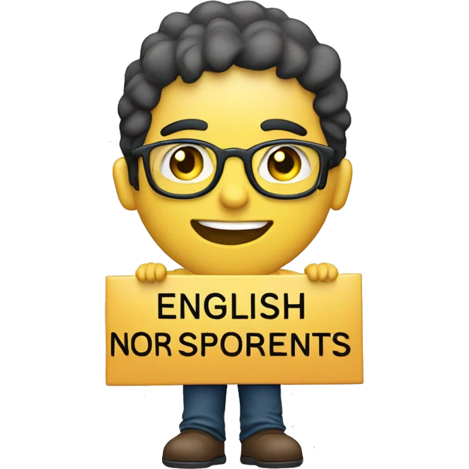 A person holding a sign that says "English or spanish", best quality, no misspelling, no disfigurements emoji