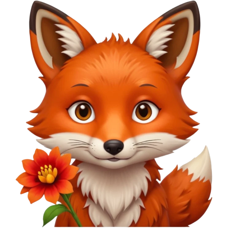 stojący z kwiatkiem lisek który jest obrażony  emoji