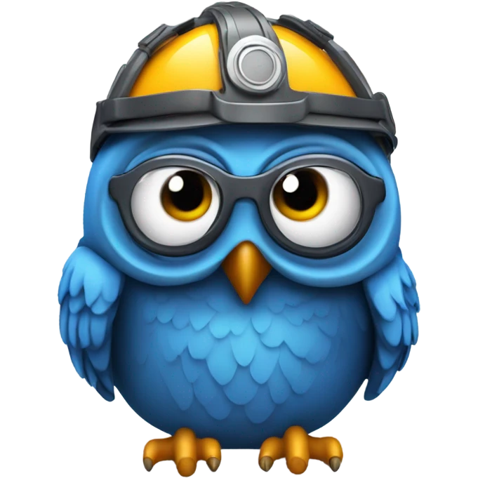 Blue owl wearing novelty drinking helmet  emoji