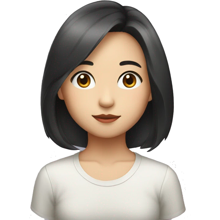 asian girl shoulder length hair, in v nect shirt emoji
