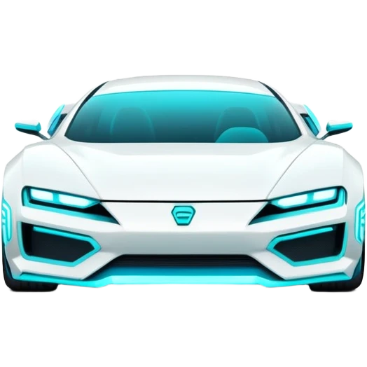 futuristic white and cyan cyberpunk car emoji