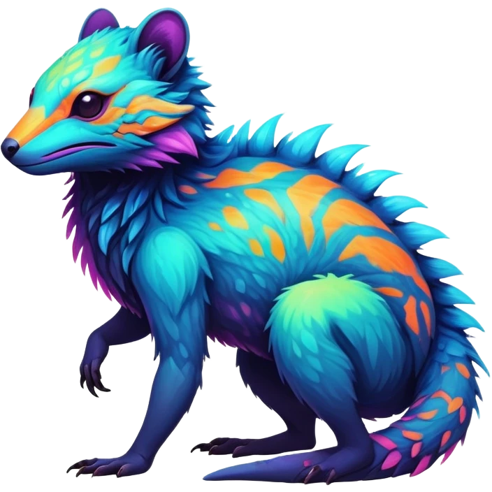 Dark vibrant pastel bright neon colorful edgy exotic painted Fakémon-Pokémon-Vernid-creature emoji