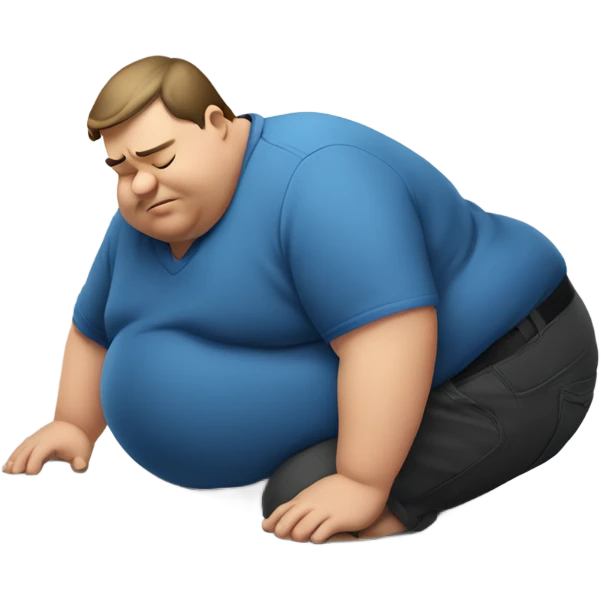 obese man rolling on stomach emoji