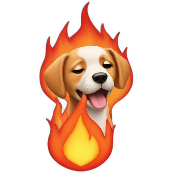 Heart emoji while on fire that turns into a dog emoji