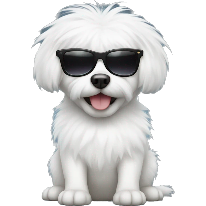 White furry Dog wearing sunglasses  emoji