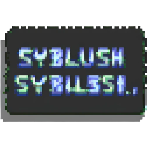 Text saying SYBILRUSH in pixelated style emoji