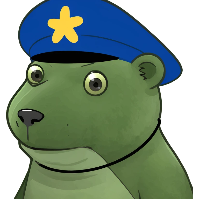 Bear wearing a propellor hat emoji