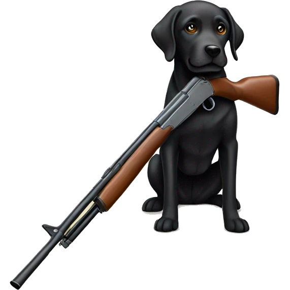 Black Labrador dog with a shotgun emoji